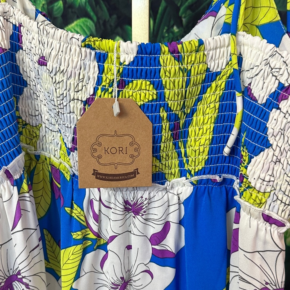 Floral Blue Tiered Maxi Dress - Picture 7 of 8